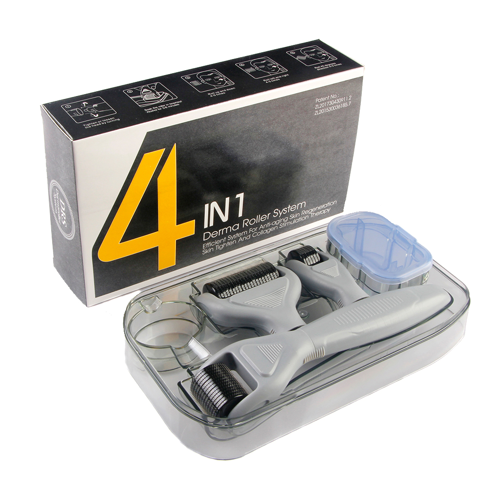 DRS Набор с мезороллером 4 в 1, серый / DermaRoller 4 in 1 + Disinfecting basin