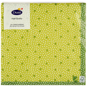 Салфетки бумажные Duni Rice Green 3 слоя 33х33 см 20 штук