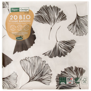 Салфетки бумажные Duni Paper+Design Ginkgoa 3 слоя 33х33 см 20 штук