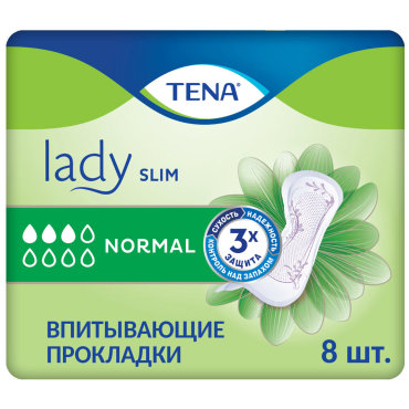 Прокладки урологические Tena Lady Slim Normal 3 капли 8 штук