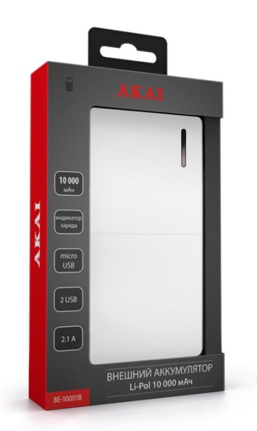Аккумулятор внешний BE-10001B белый Akai