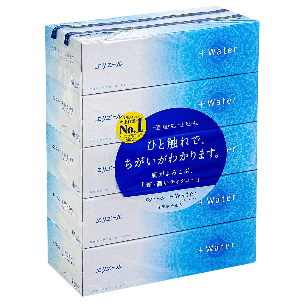 Салфетки бумажные Elleair +Water в коробке, 5х180шт.