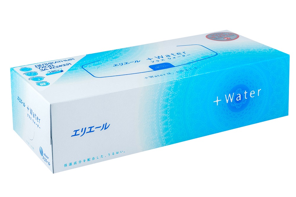 Салфетки бумажные Elleair +Water в коробке, 180шт.