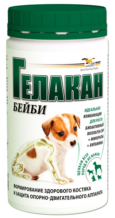 Витаминно-минеральная добавка для собак Gelacan Бейби для защиты и формирования опорно-двигательного аппарата щенков порошок 500 г