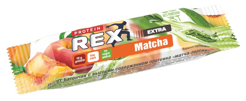 Батончик ProteinRex "Матча-персик" с высоким содержанием протеина, 40гр