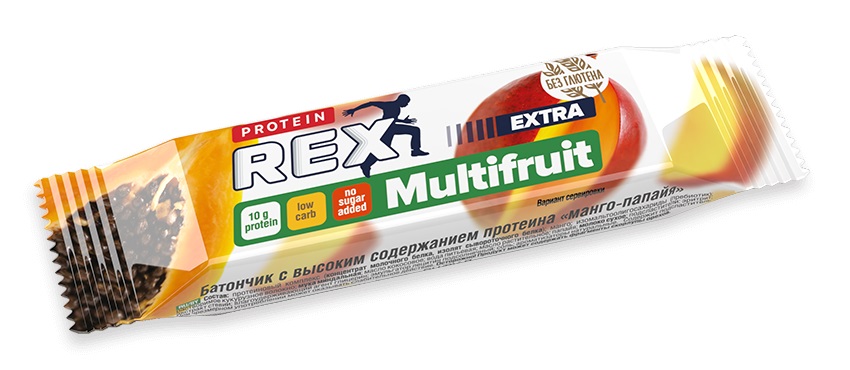 Батончик ProteinRex "Манго-папайя" с высоким содержанием протеина, 40гр
