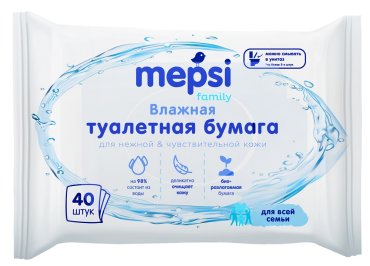 Влажная туалетная бумага для всей семьи Mepsi Family, 40шт.
