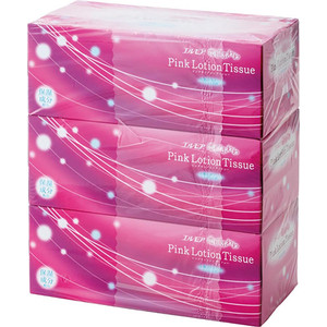 Салфетки бумажные Kami Shodji ''ELLEMOI'' ''Pink'' розовые с коэнзимом Q10 я слоя 180 шт в пачке, спайка из 3 пачек