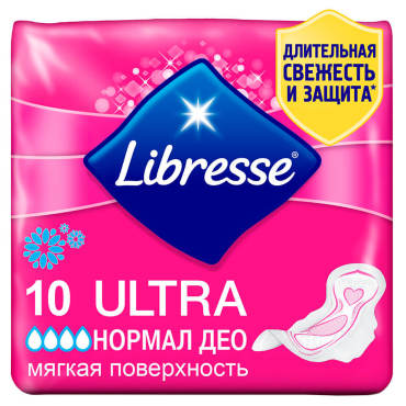 Гигиенические прокладки Libresse Ultra Normal Deo с мягкой поверхностью, 10шт