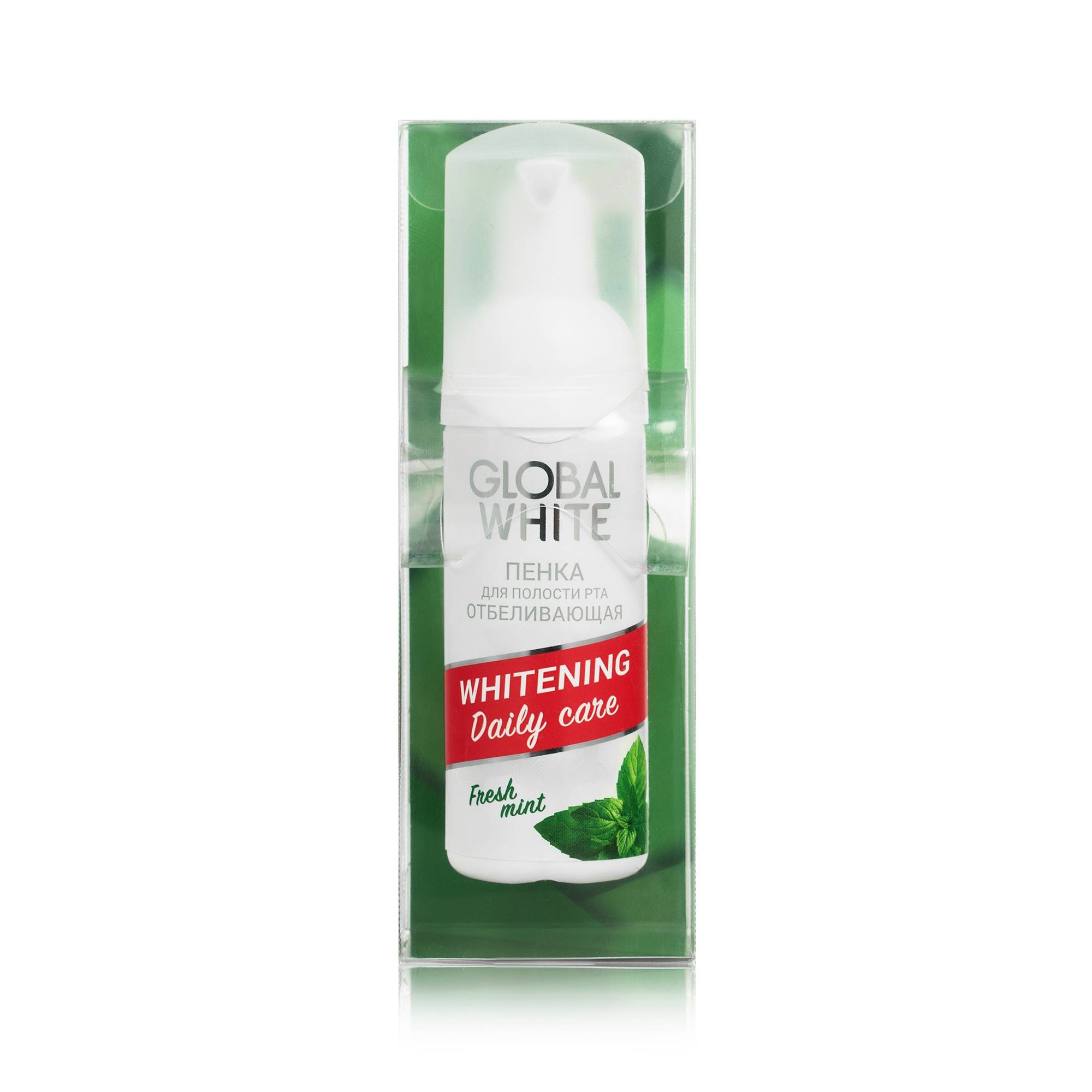 Global White Отбеливающая пенка Whitening Daily Care Свежая мята фермент папайи, 50 мл
