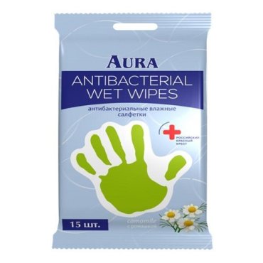 Aura Влажные салфетки антибактериальные Derma Protect с ромашкой, 15 шт (Aura, )
