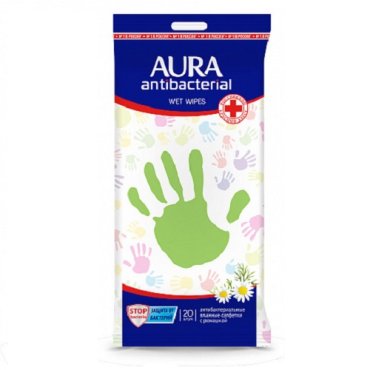 Aura Влажные салфетки антибактериальные Derma Protect с ромашкой, 20 шт (Aura, )