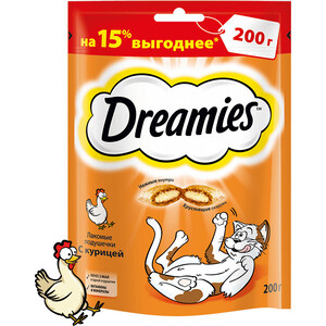 Лакомство Dreamies подушечки с курицей для кошек 200г