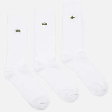 Комплект носков Lacoste 3-Pack Blend Embroidered, цвет белый, размер 41-46 EU