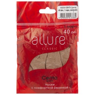 Капроновые носки ALLURE Centa 40 den, размер универсальный, caramello