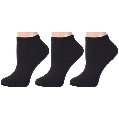 Комплект из 3 пар женских носков RuSocks (Орудьевский трикотаж) черные, размер 23-25