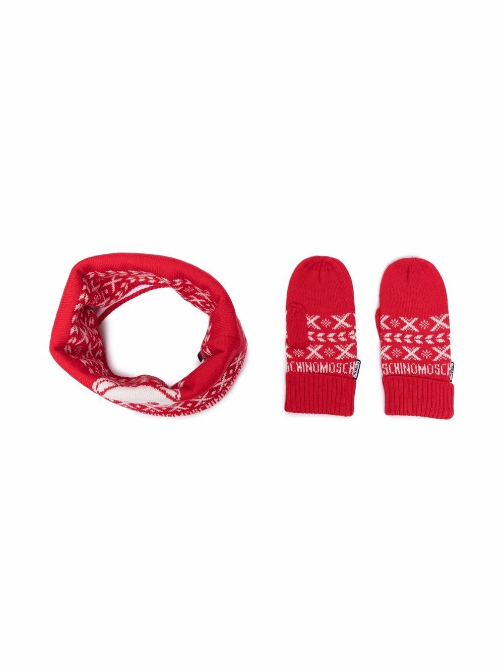 Moschino Kids комплект из шарфа и варежек с логотипом