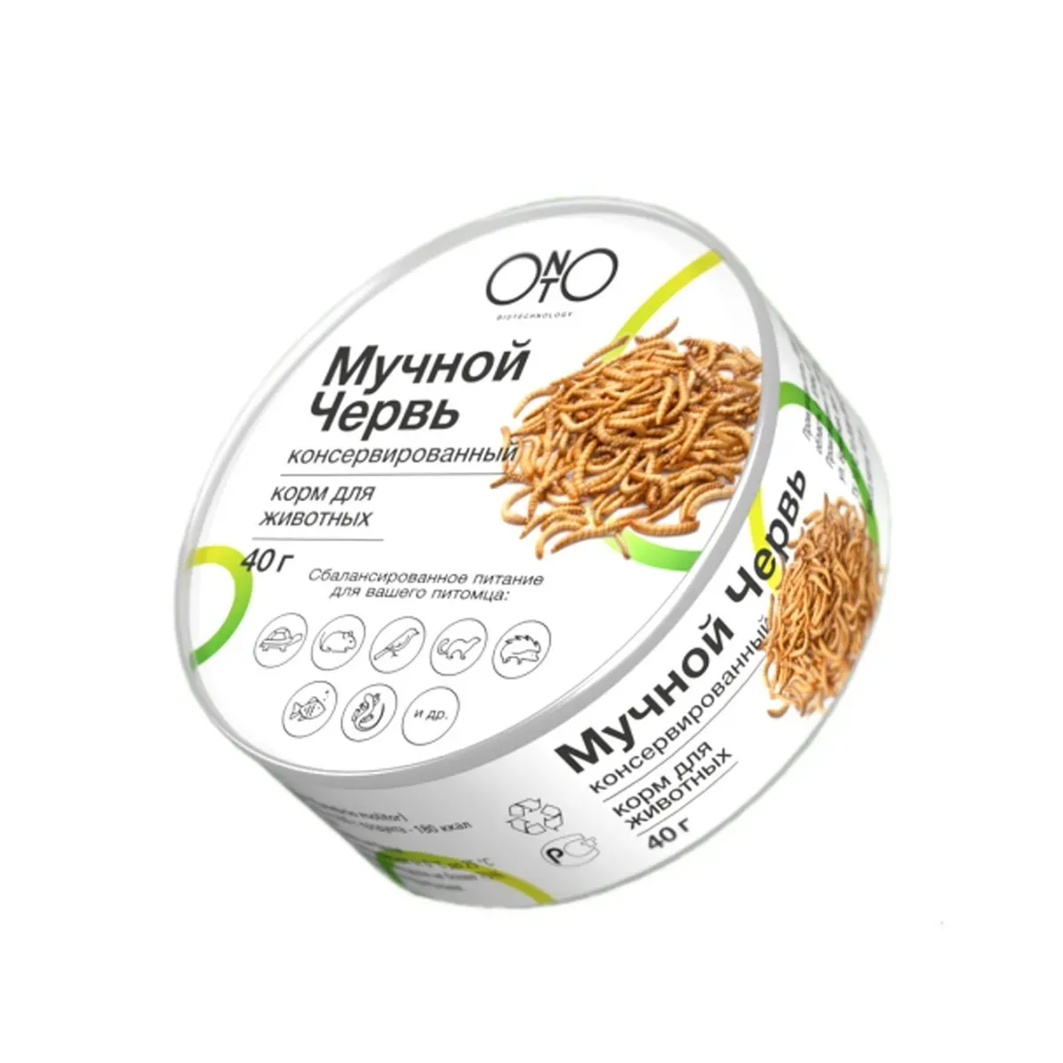 Корм для грызунов, птиц и рептилий ONTO, мучной червь, 12 шт, 40 гр