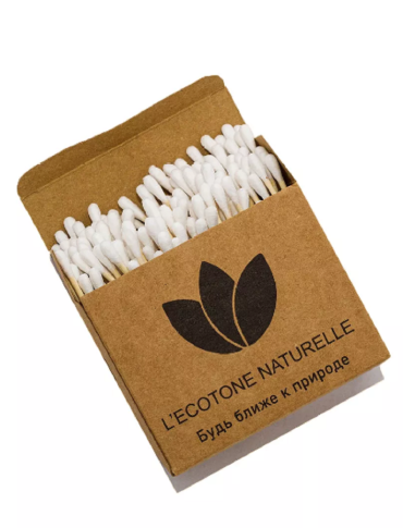 Экологически чистые бамбуковые ватные палочки L'ecotone Naturelle UltraSoft 200 шт