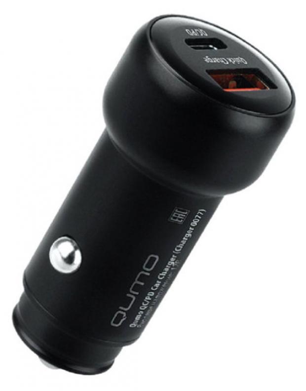 Автомобильное зарядное устройство Qumo All QC/PD, USB 2.4A + Type C, черный
