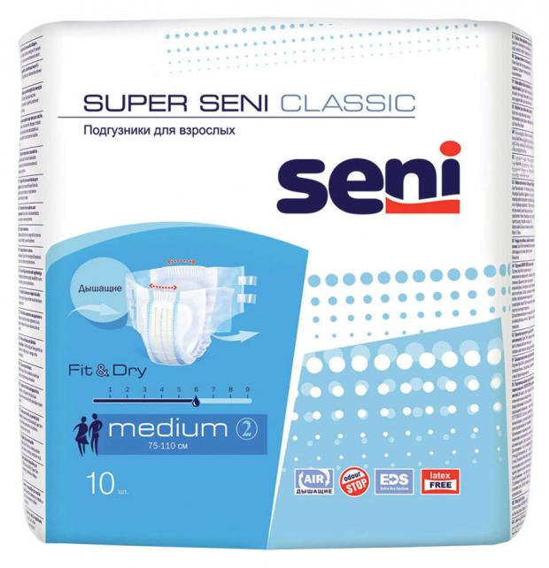 Подгузники урологические для взрослых Seni Classic Super размер M, 10 шт