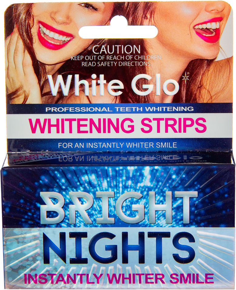 Полоски для зубов Wgite Glo Отбеливающие Bright Nights 6шт