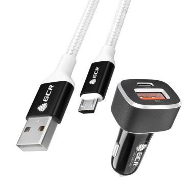 АЗУ на 2 USB порта TypeA и TypeC + кабель Micro USB для быстрой зарядки QC 3.0 3A
