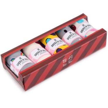 Набор из пяти пар красочных разноцветных носков Socks'N'Roll для девушек в подарочной упаковке, размер 35-39