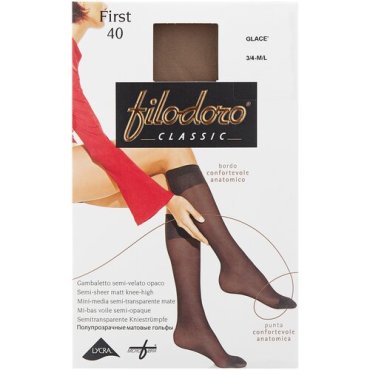 Капроновые гольфы Filodoro Classic First 40 Den, размер 3/4 M/L, glace