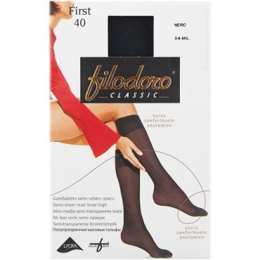 Капроновые гольфы Filodoro Classic First 40 Den, размер 3/4 M/L, nero