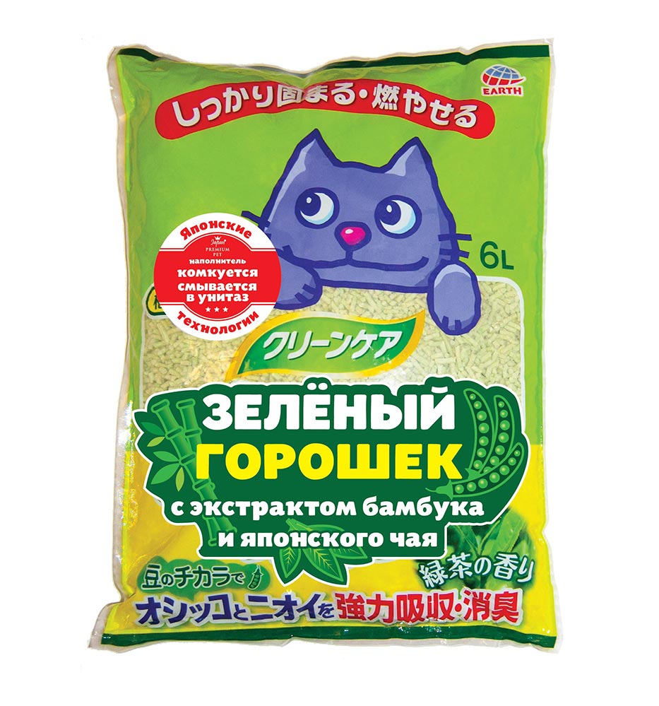 Наполнитель Premium Pet Зеленый горошек с экстрактом бамбука и японского чая 6 л
