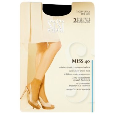 Капроновые носки Sisi Miss 40 Den New, 2 пары, размер 0 ( one size), nero