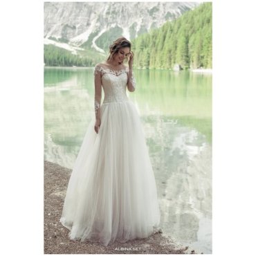 Свадебное платье Albina set, milk/milk, размер 42