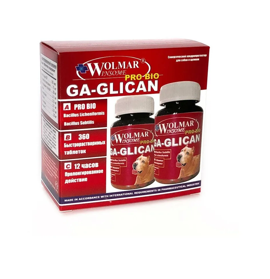 Cинергический хондропротектор для собак Wolmar Winsome Pro Bio Ga-Glican, 360 таб