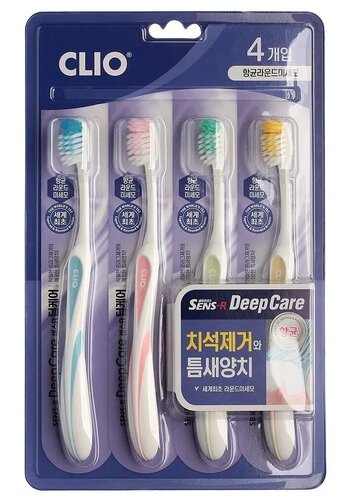 Clio Набор зубных щеток с мягкой щетиной Sens-R Deep care, 4шт (Clio, )