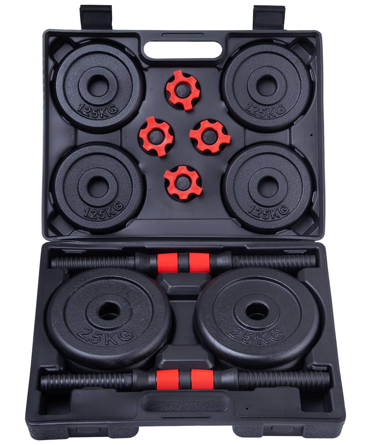 Гантели разборные в чемодане Basefit DB-706 чугун/пластик, 15 кг, 2 шт