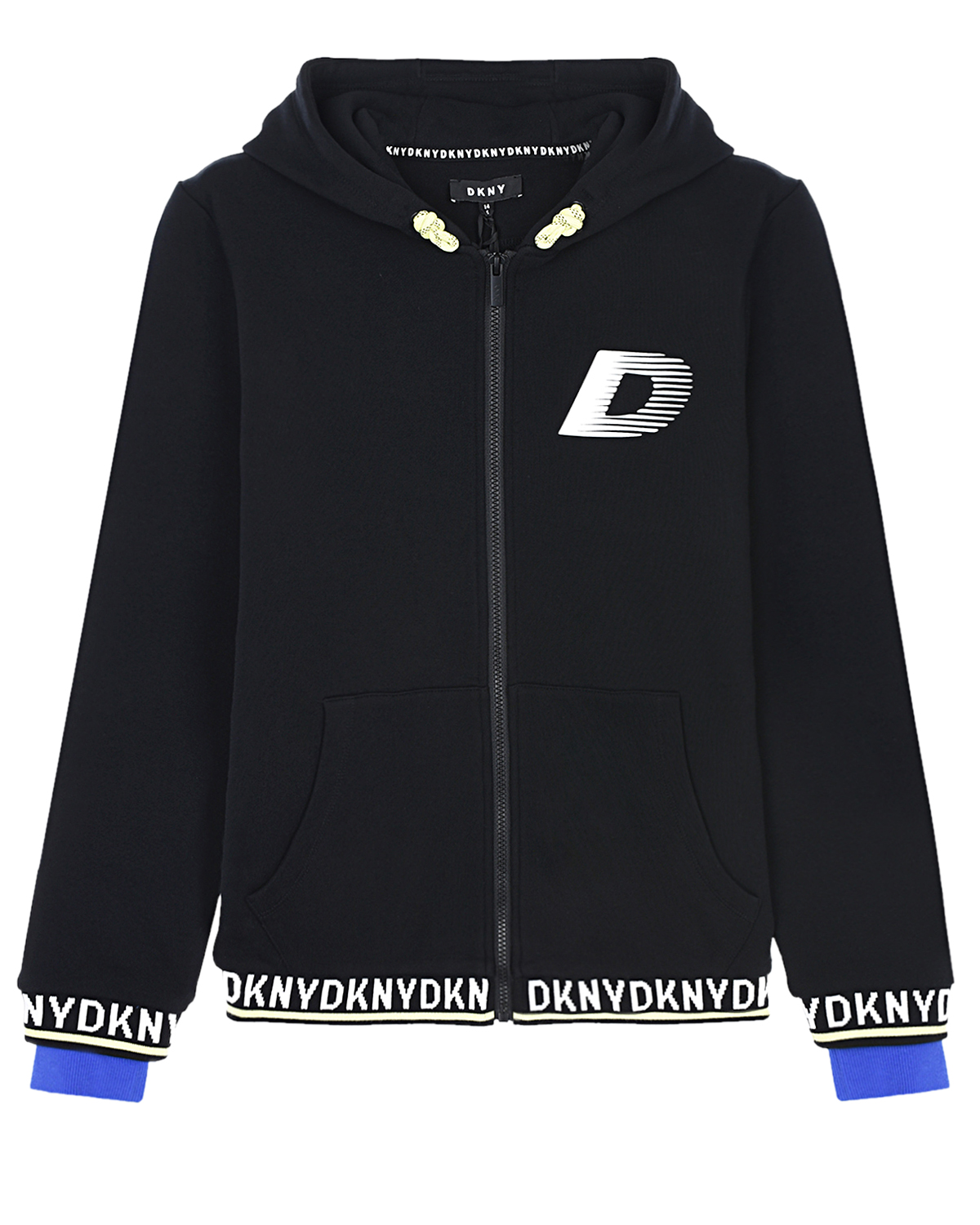Черная спортивная куртка с капюшоном DKNY