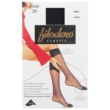 Капроновые гольфы Filodoro Classic First 20 Den, размер 4 M/L, nero