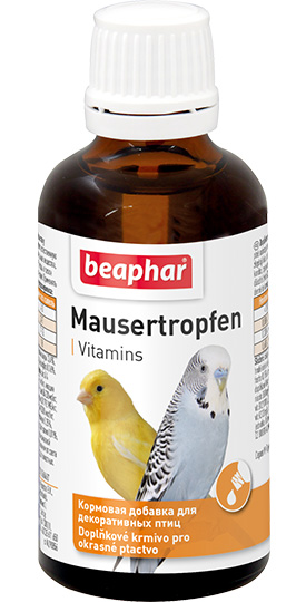 Витаминно-минеральная добавка для птиц Beaphar Mauser-Tropfen при недостатке витаминов и в период линьки капли 50 мл