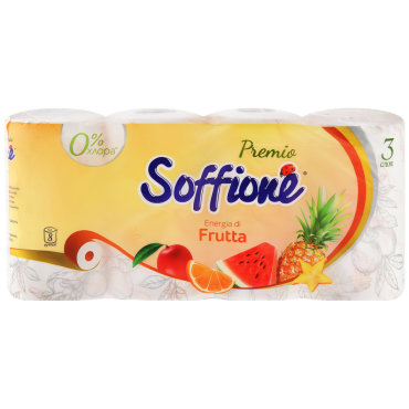 Туалетная бумага Soffione Premio Энергия фруктов 3-слойная 8 рулонов