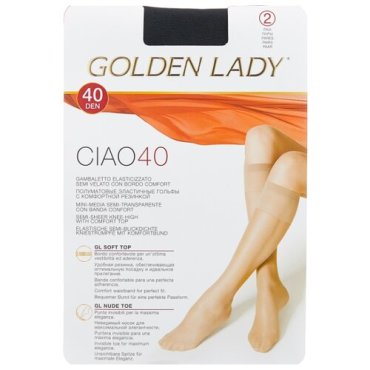 Капроновые гольфы Golden Lady Ciao 40 Den, 2 пары, размер 0 (one size), nero