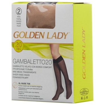 Капроновые гольфы Golden Lady Gambaletto 20 Den, 2 пары, размер 0 (one size), melon