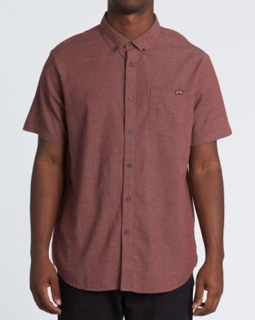 Рубашка с коротким рукавом Billabong All Day, бордовый, M