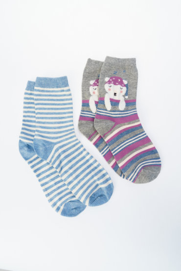 Носки Kawaii Factory Полосатый мишка цв. серый р.36-38 RU
