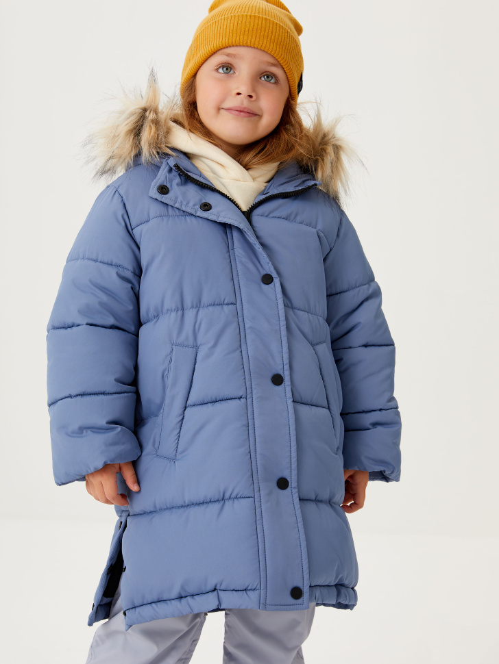 Стеганый пуховик для девочек (синий, 98/ 3-4 YEARS)