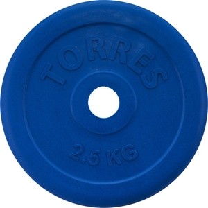 Диск обрезиненный Torres 2.5 кг. 25 мм. синий