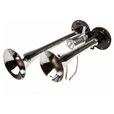 Сигнал звуковой 2 рожка воздушный SKYWAY 12/24V 120dB пневматический
