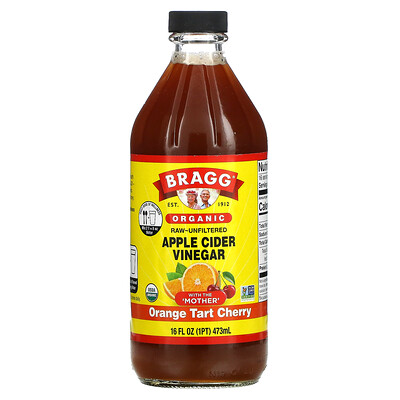 Bragg Organic Apple Cider Vinegar, Raw-Unfiltered, Orange Tart Cherry, 16 fl oz (473 ml)