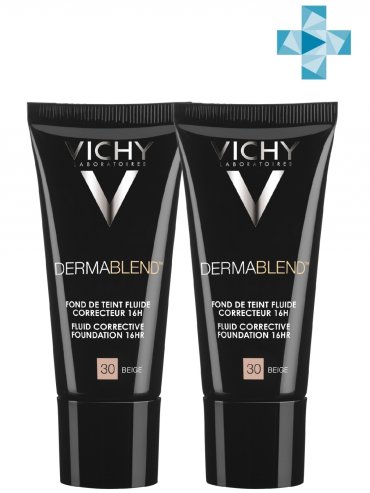 Vichy Корректирующий тональный флюид, Тон 30, 30 мл х 2 шт (Vichy, Dermablend)