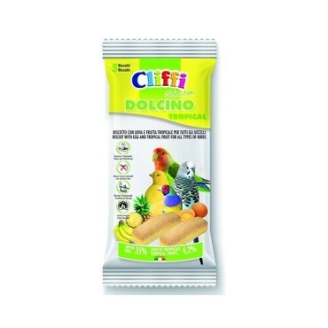 Cliffi (Италия) Лакомства для Птиц: яичный бисквит с тропическими фруктами (Dolcino per ucсelli tropical) ACOA403, 0,035 кг (10 шт)